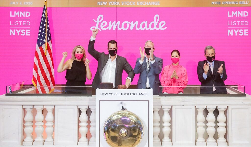 Lemonade files for IPO at the New York Stock Exchange, Thursday, July 2nd, 2020. Photo: NYSE