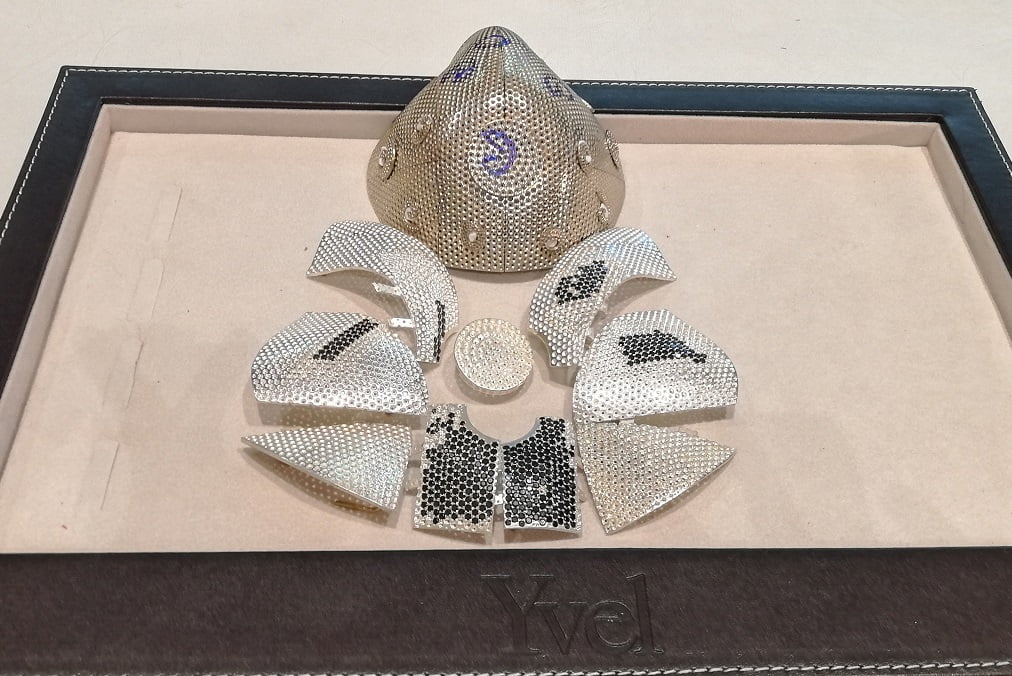 Pieces of this gold-and-diamond face mask were designed and made by Yvel, a jewelry company based in Jerusalem. Courtesy