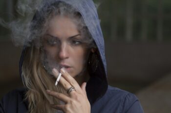 woman smoking cigarette brain
