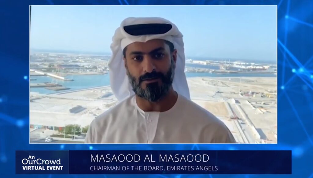 Emirates Angels Investors Association Chairman Masaood Al Masaood speaks during the Israeli Tech Investment Landscape: Introduction for the UAE Investor on September 22, 2020. Screenshot