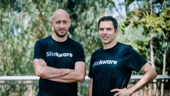 SiteAware founders CTO Ori Aphek, right, and CEO Zeev Braude, left Photo: Nati Gold