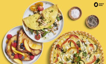 An Omelette, French toast and quiche made with Zero Egg. Photo: Zero Egg
