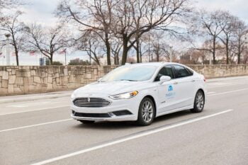 A self-driving vehicle from Mobileye's autonomous test fleet navigates the streets of Detroit. Photo: Mobileye, an Intel Company