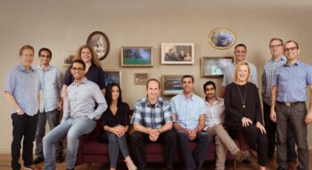 The MyHeritage team, with founder Gilad Japhet in the center. Courtesy