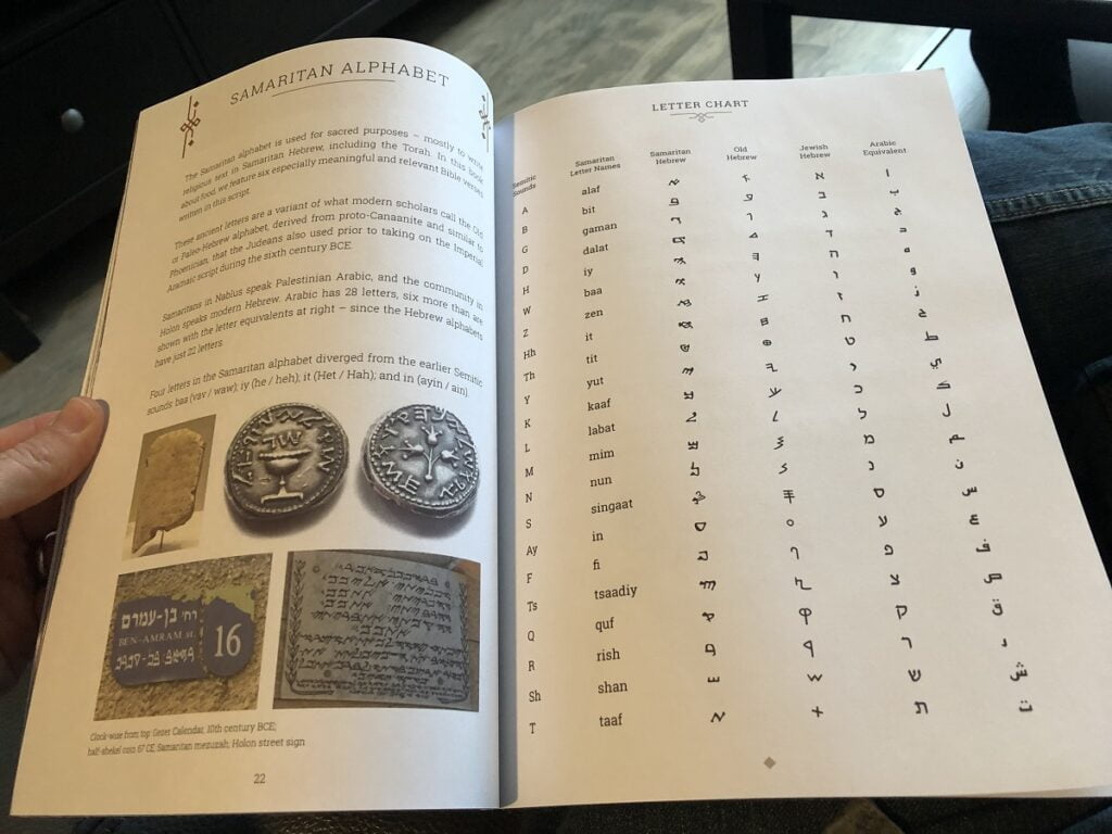 A letter chart with the Samaritan alphabet in the 'Samaritan Cookbook.' Photo: Courtesy