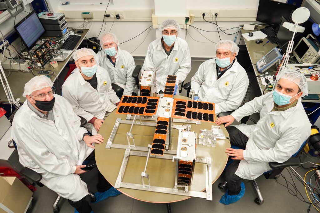 Engineers and researchers from the Asher Space Research Institute at Technion-Israel Institute of Technology with the nanosatellites. Photo: Nitzan Zohar, Technion, Spokesperson’s Office