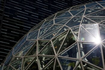 An image of one of two spheres on Amazon's Seattle campus. (JORDAN STEAD / Amazon)