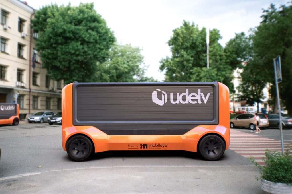 In April 2021, Udelv announced that Mobileye Drive, Mobileye’s self-driving system, will drive the company's Transporters, Udelv's next-generation autonomous delivery vehicles. (Photo: Udelv)