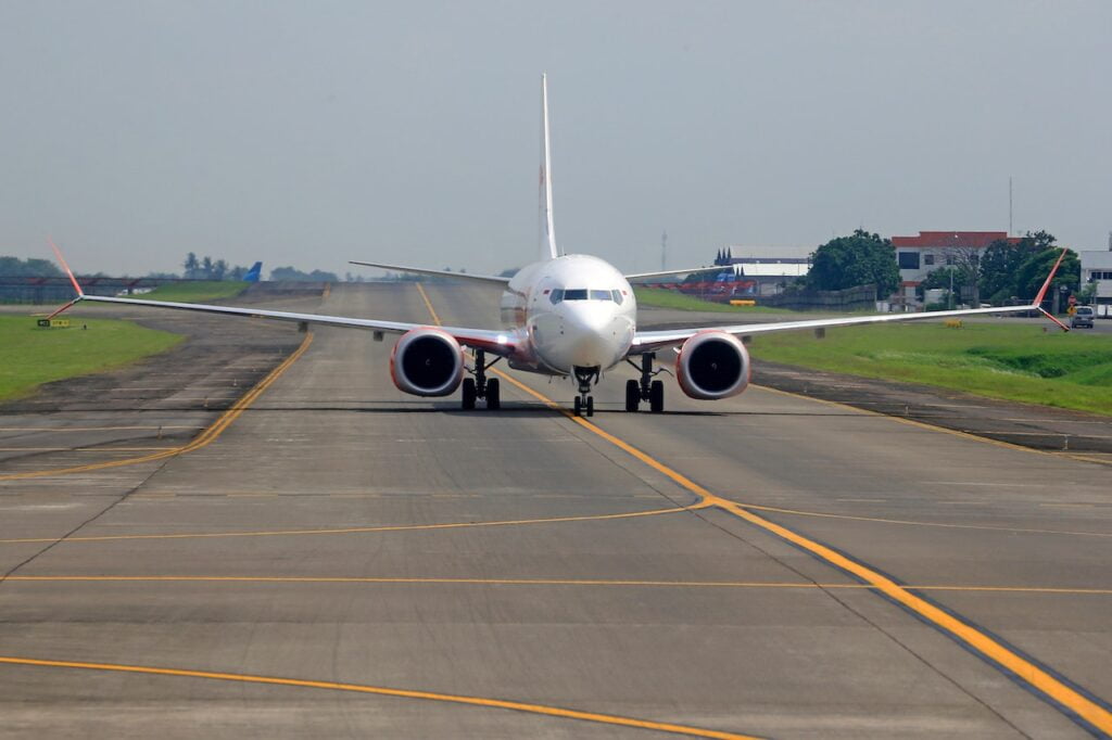 An airplane taking off